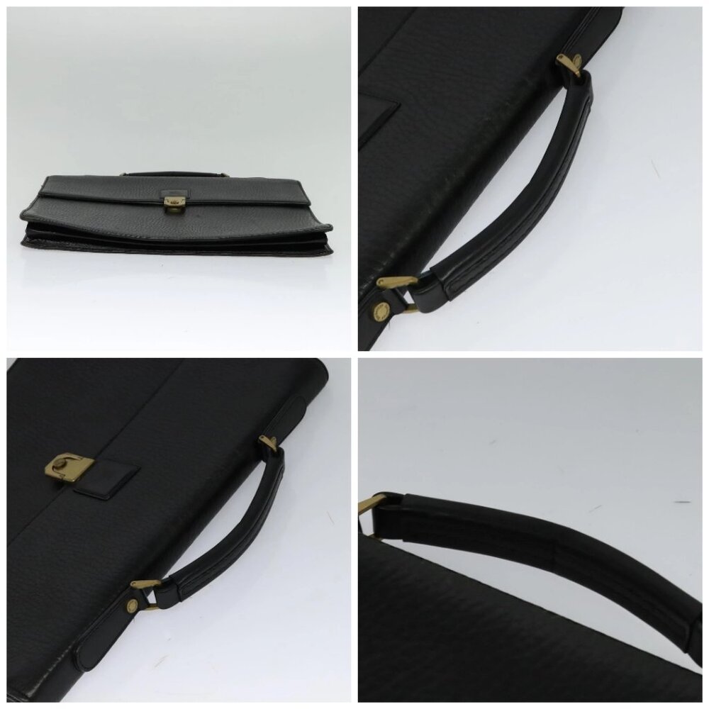 Burberrys Business Bag Leather Black Gold Auth bs26949 - Picture 16 of 16